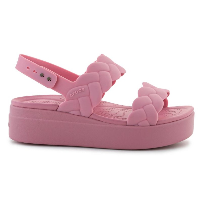 Sandały Crocs Brooklyn Woven Low Wedge 209977-6XX różowe