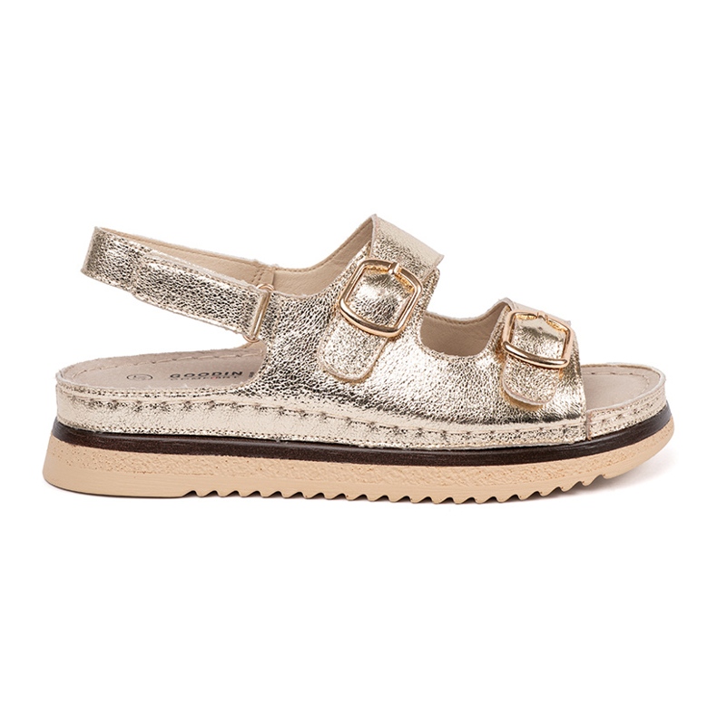 Goodin Złote sandały ze złotymi elementami