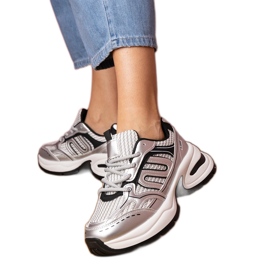 Srebrne sneakersy damskie sportowe srebrny