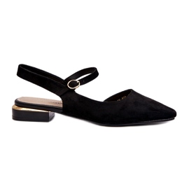 Baleriny Damskie Na Niskim Obcasie Z Odkrytą Piętą Sergio Leone SK831 Czarne