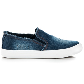 American Club Wygodne Buty Slip On niebieskie