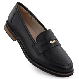 Skórzane półbuty mokasyny damskie czarne Cambell 00664