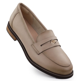 Skórzane półbuty mokasyny damskie beżowe Cambell 00664 beżowy