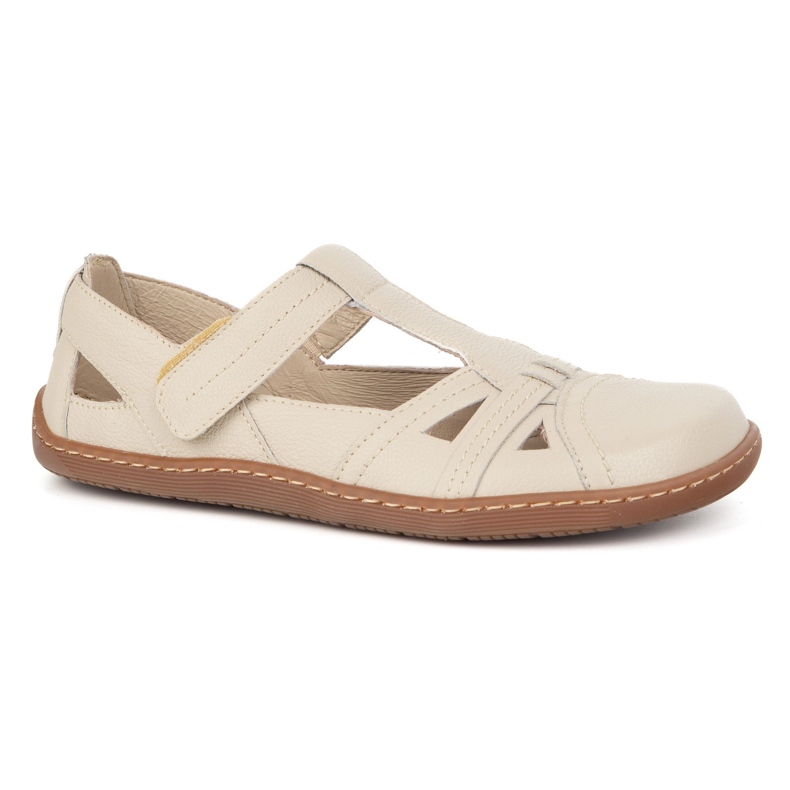 Buty damskie Barefoot Ultralekkie półsandały Olivier 1285 na rzep beżowe beżowy