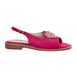 Sandały Damskie Z Ozdobnym Sercem S.Barski KV27-018 Fuksja różowe