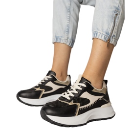 Czarne sneakersy sportowe z plecioną wstawką