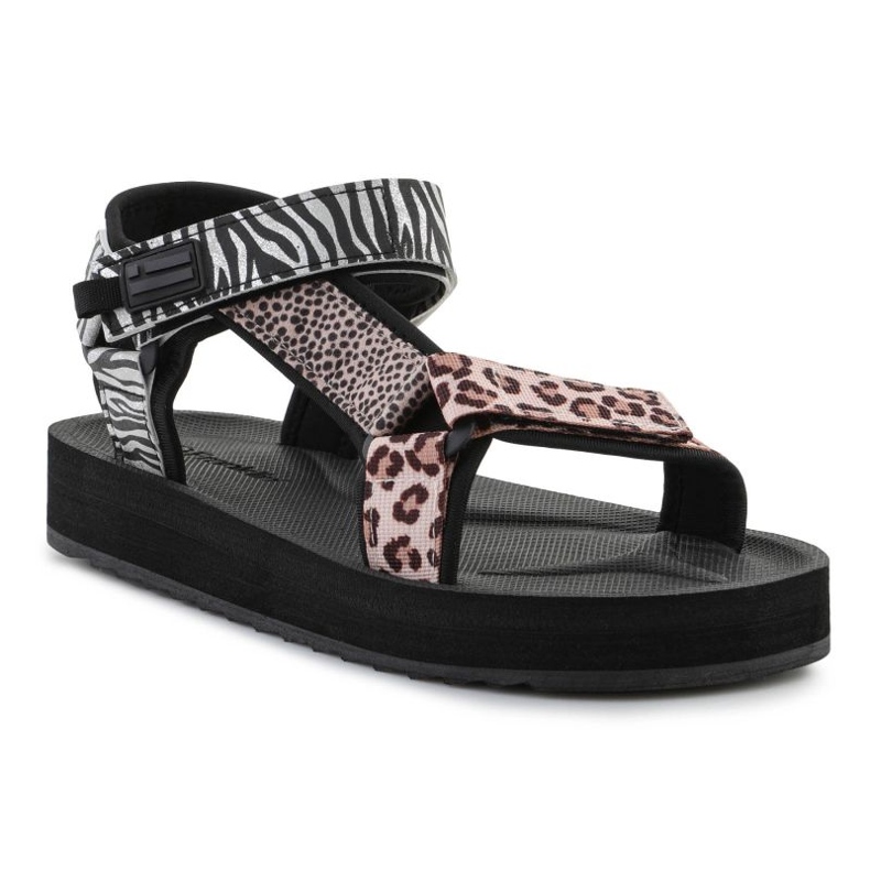 Sandały D.Franklin Forest High Strips Animal Print  DFSH404002-ABLA czarne