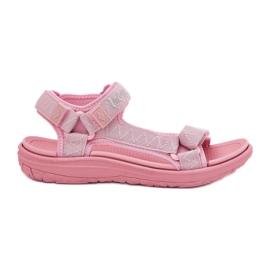 Sandały Damskie Materiałowe Na Rzepy Lee Cooper LCW-25-34-3561L Różowe