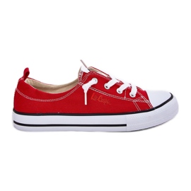 Materiałowe Trampki Damskie Lee Cooper LCW-25-02-3298L Czerwone