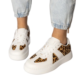 Biało-panterkowe sneakersy damskie białe