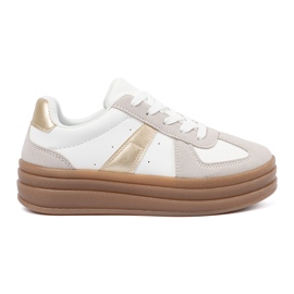 Shelvt Buty sportowe damskie grubszy spód białe