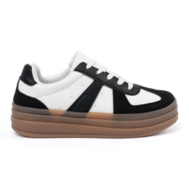 Shelvt Czarno-białe sneakersy na platformie czarne