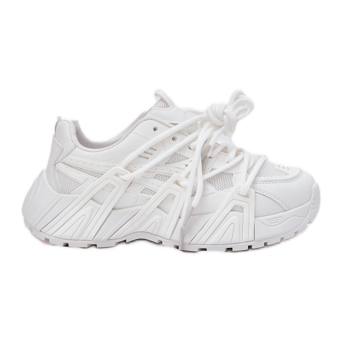 Sneakersy Damskie Z Podwójnym Sznurowaniem Białe