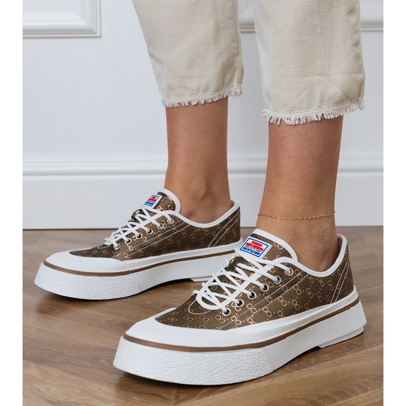 Brązowe trampki damskie na platformie