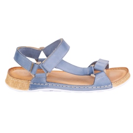 Olivier Sandały damskie barefoot-friendly Kallia skórzane niebieskie