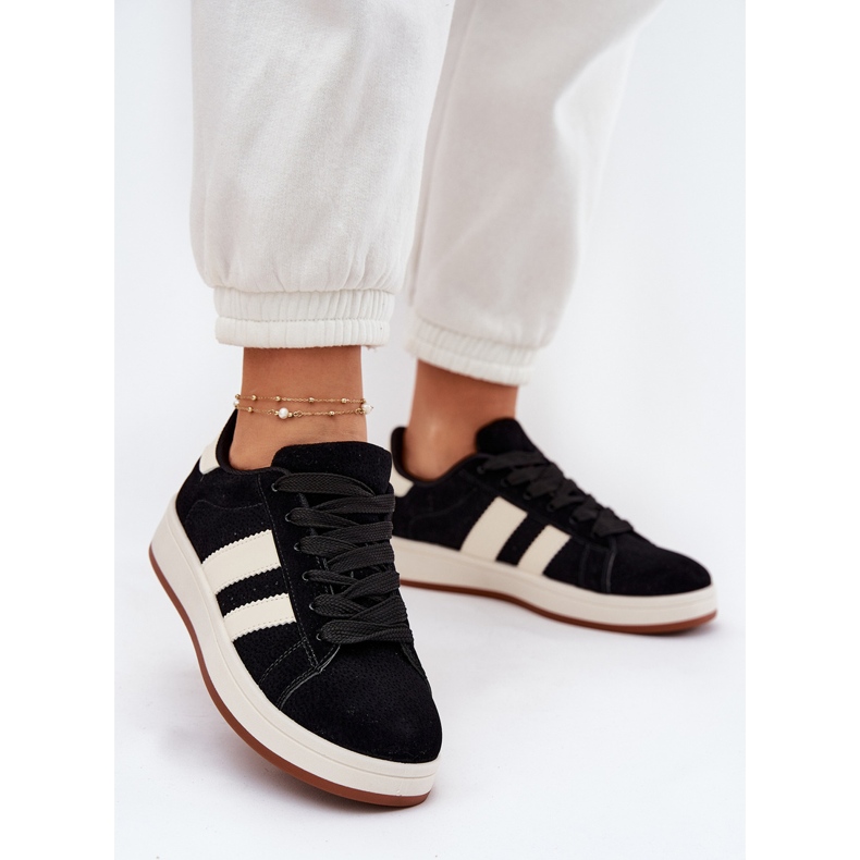 EVento Sneakersy Damskie Z Eko Zamszu Czarne