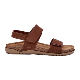 Skórzane Sandały Damskie Inblu AA0001KU Camel brązowe