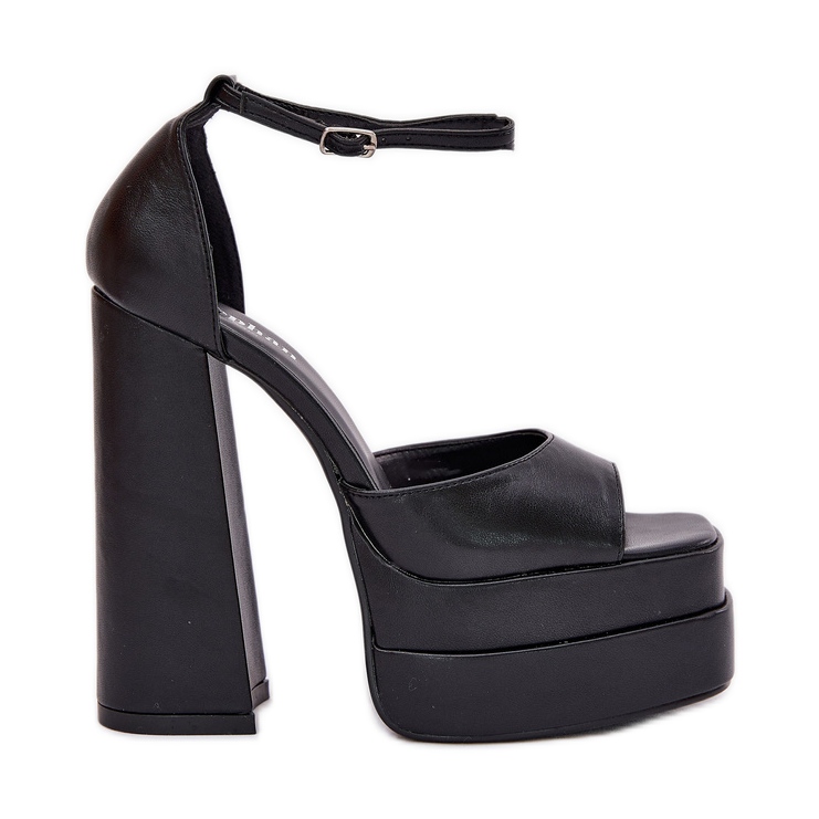 Sandały Damskie Na Słupku I Platformie Czarne