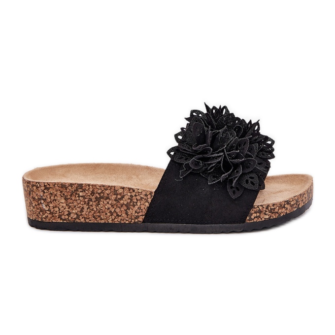 Klapki Damskie Na Korkowej Platformie Czarne