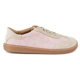 Buty barefoot damskie skórzane Olivier Eliza kwiaty różowe