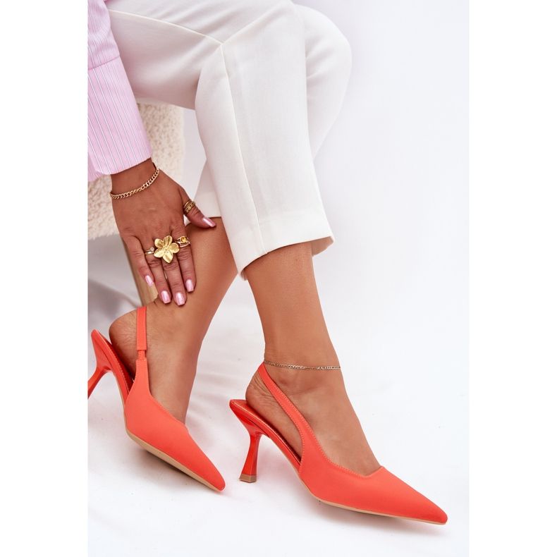 Sandały Damskie Na Szpilce Pomarańczowe