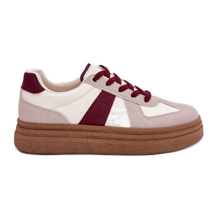 Sneakersy Damskie Na Platformie Bordowe czerwone