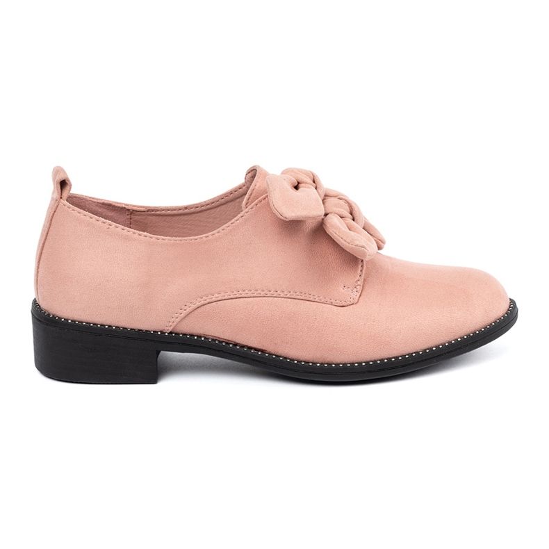 Seastar Jasnoróżowe zamszowe półbuty z ozdobną kokardką