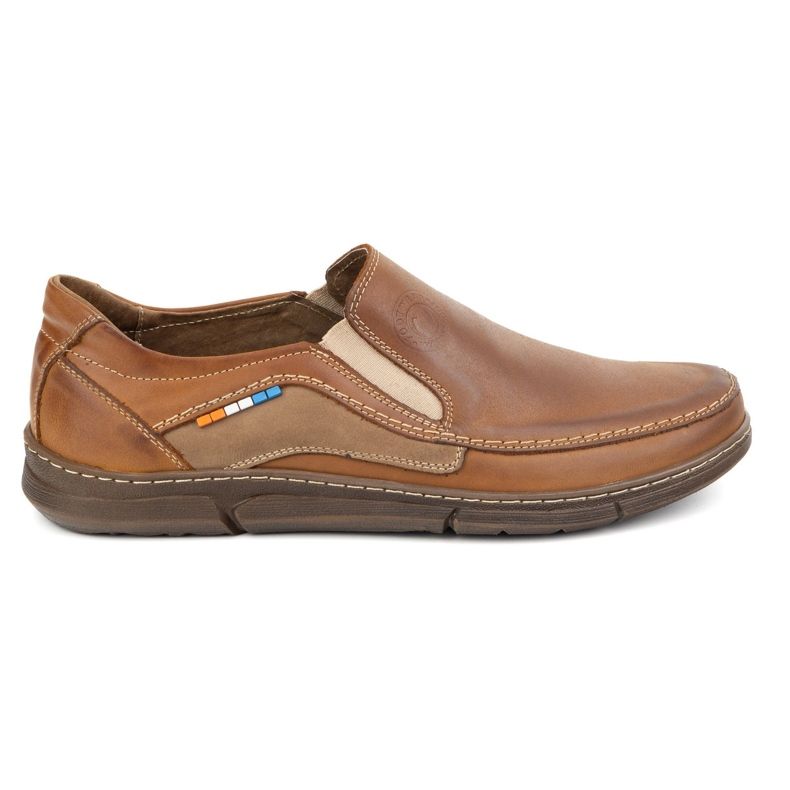 Olivier Mokasyny męskie  skórzane slip-on 283GT camel brązowe