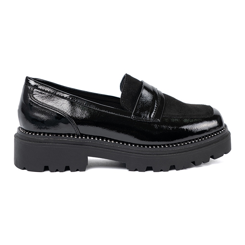 Goodin Lakierowane mokasyny z ćwiekami czarne