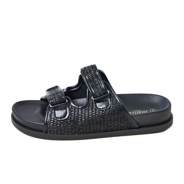 Czarne klapki szydełkowe z regulowanymi paskami Kliris