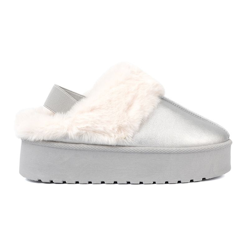Shelvt Srebrne śniegowce z futerkiem i platformą srebrny