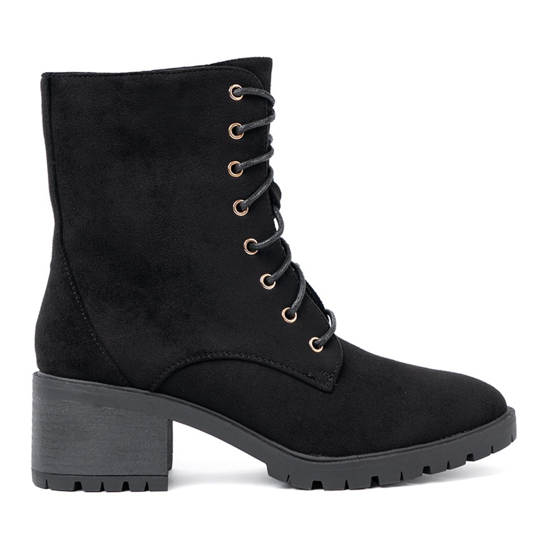 Shelvt Wygodne czarne botki z okrągłym noskiem