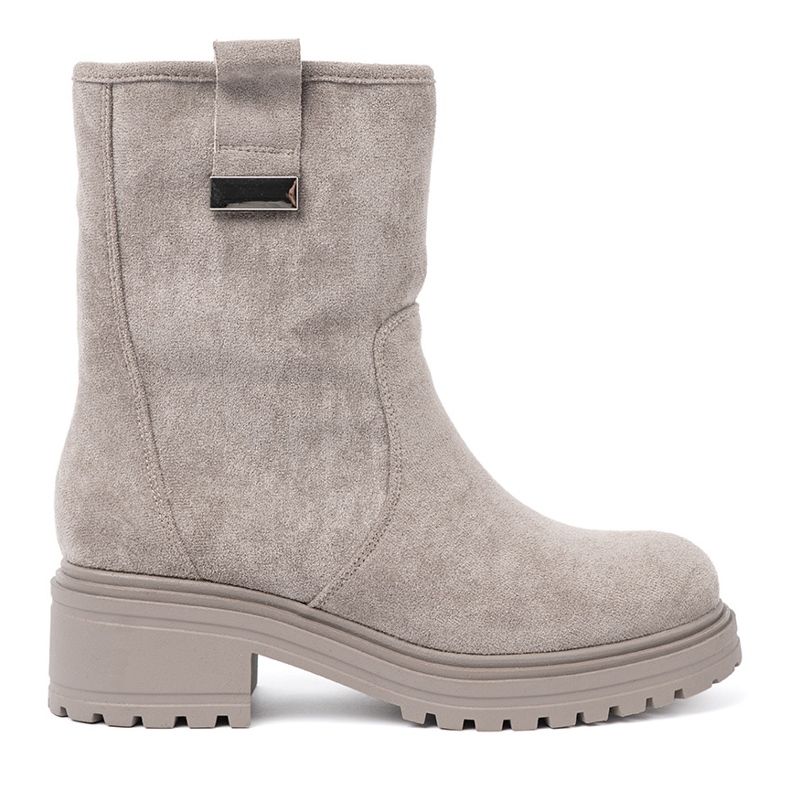 Shelvt Wygodne szare botki na masywnej podeszwie