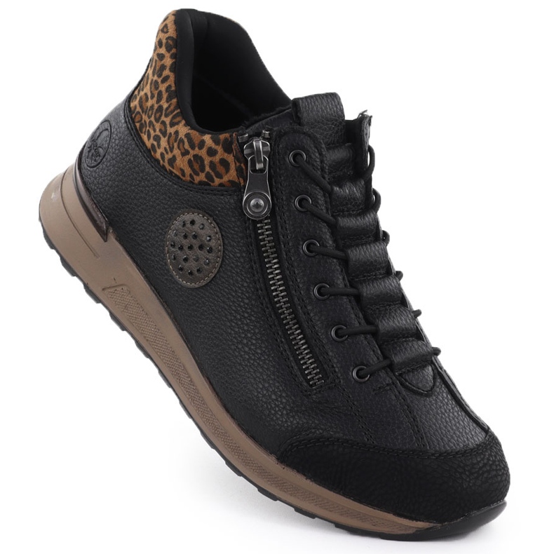 Botki damskie ocieplane na suwak czarne Rieker N1457-00