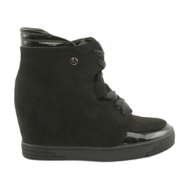 Sergio Leone Botki Sneakersy Z Kokardą Na Suwak czarne