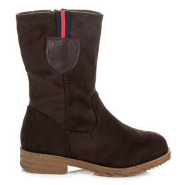 Top Shoes Zamszowe kozaki dziecięce brązowe