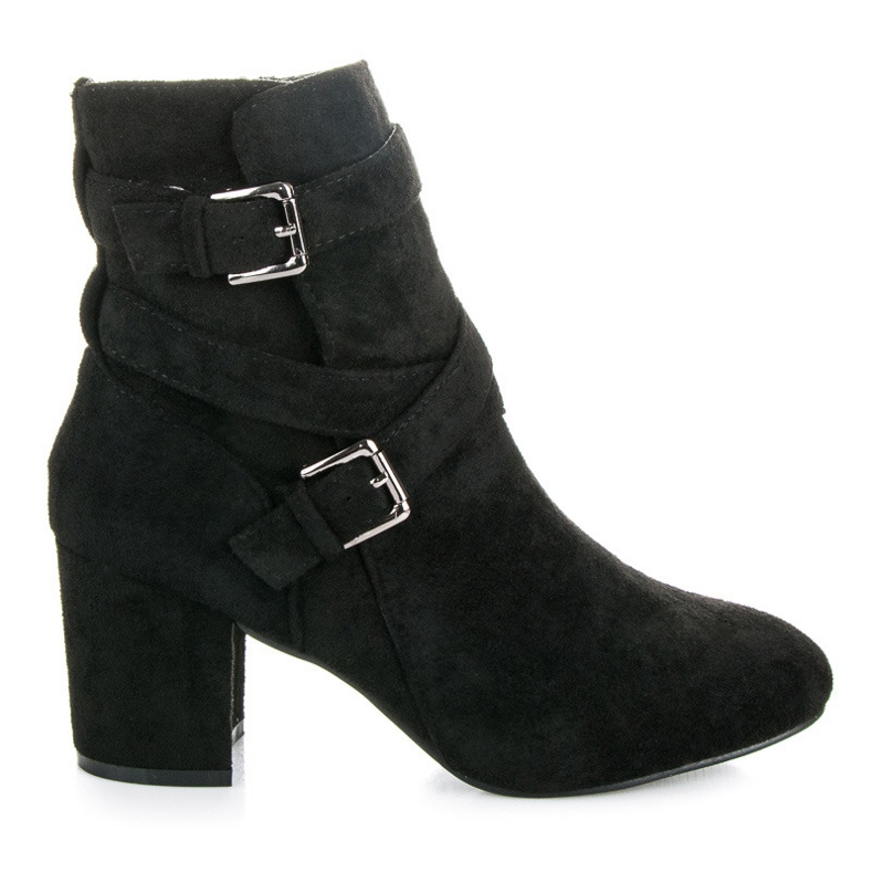 Seastar Zamszowe botki na obcasie czarne