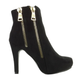 Botki złote suwaki A857-1 Czarne