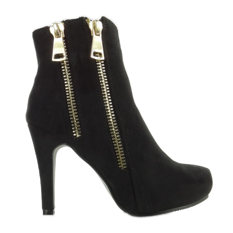 Botki złote suwaki A857-1 Czarne