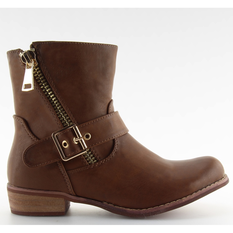 Botki skośny suwak FA91 Brąz brązowe