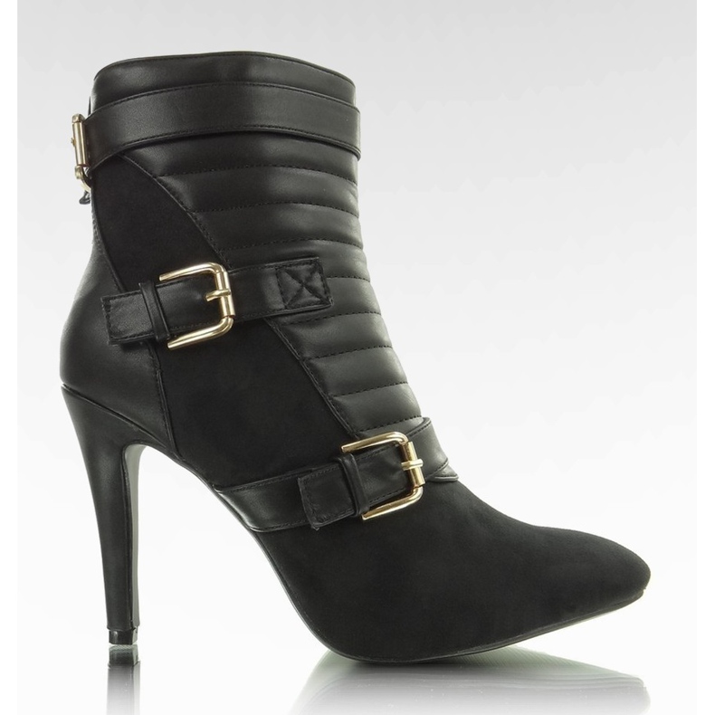 Botki pikowane E349 Black czarne