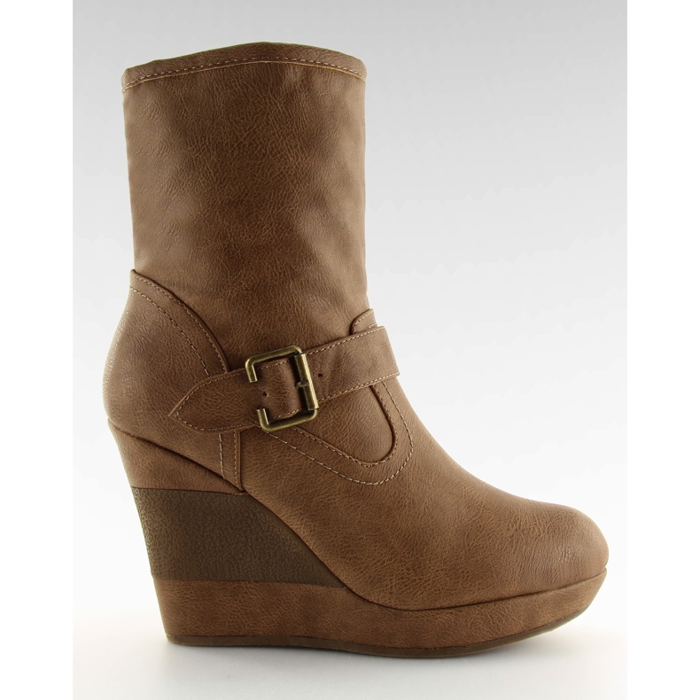 Botki warstwowy koturn 888-58 Khaki