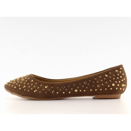 Balerinki z cyrkoniami A909 brązowe