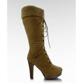 Kozaki na słupku G12400 camel brązowe