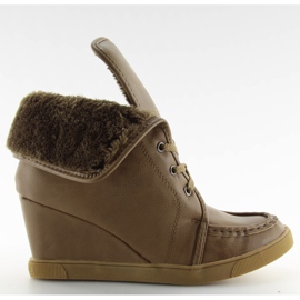 Botki sznurowane 08134 khaki brązowe wielokolorowe