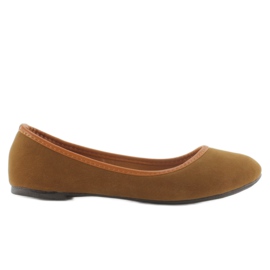 Balerinkii z lamówką A310 camel brązowe