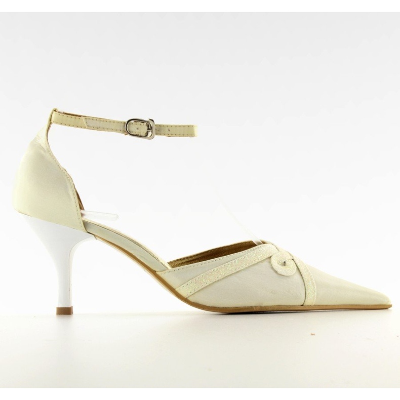 Ślubne czółenka 8650-3 ecure brązowe