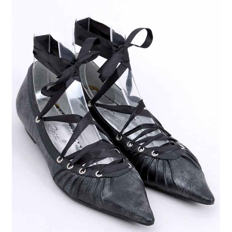 Balerinki z tasiemką wokół kostki 391029-2 Noir czarne