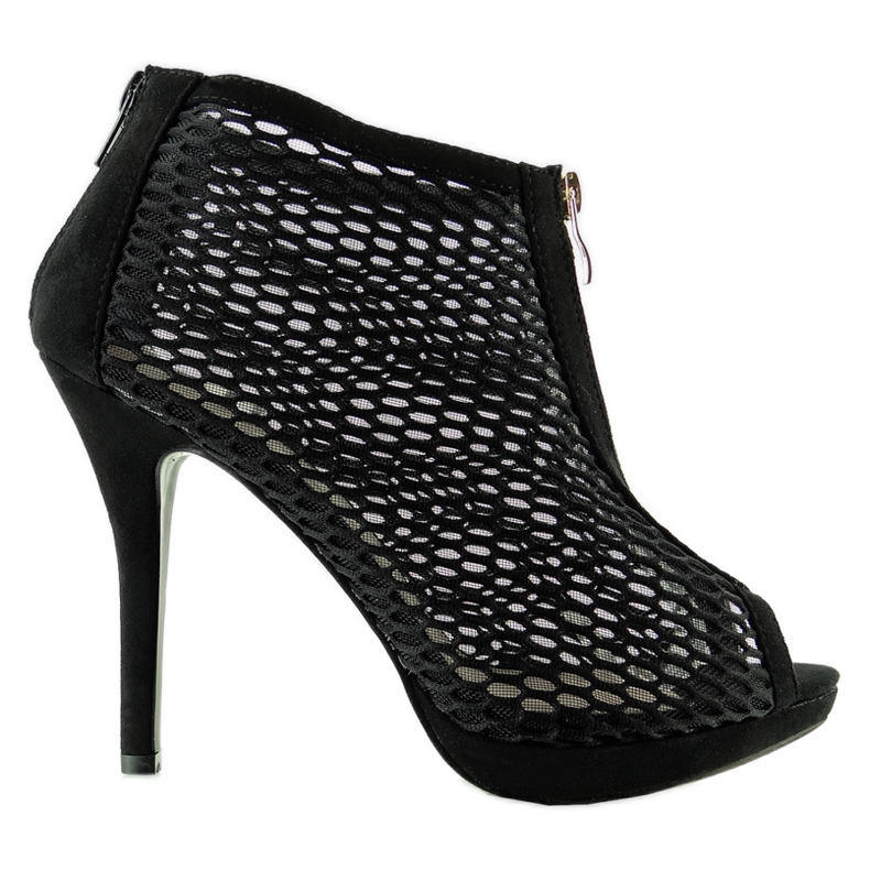 Odkryte czółenka z siateczką czarne