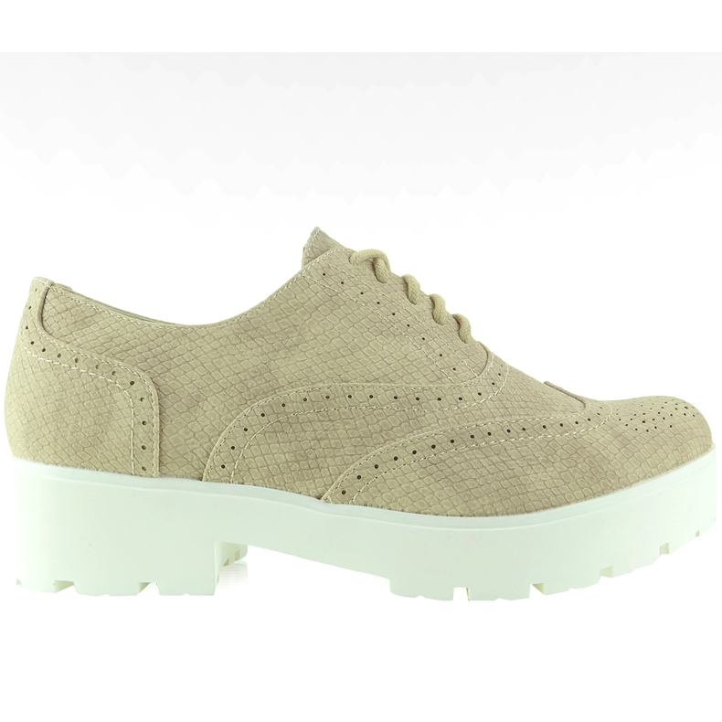 Mokasyny na wysokiej podeszwie LBS1203 beżowe beżowy